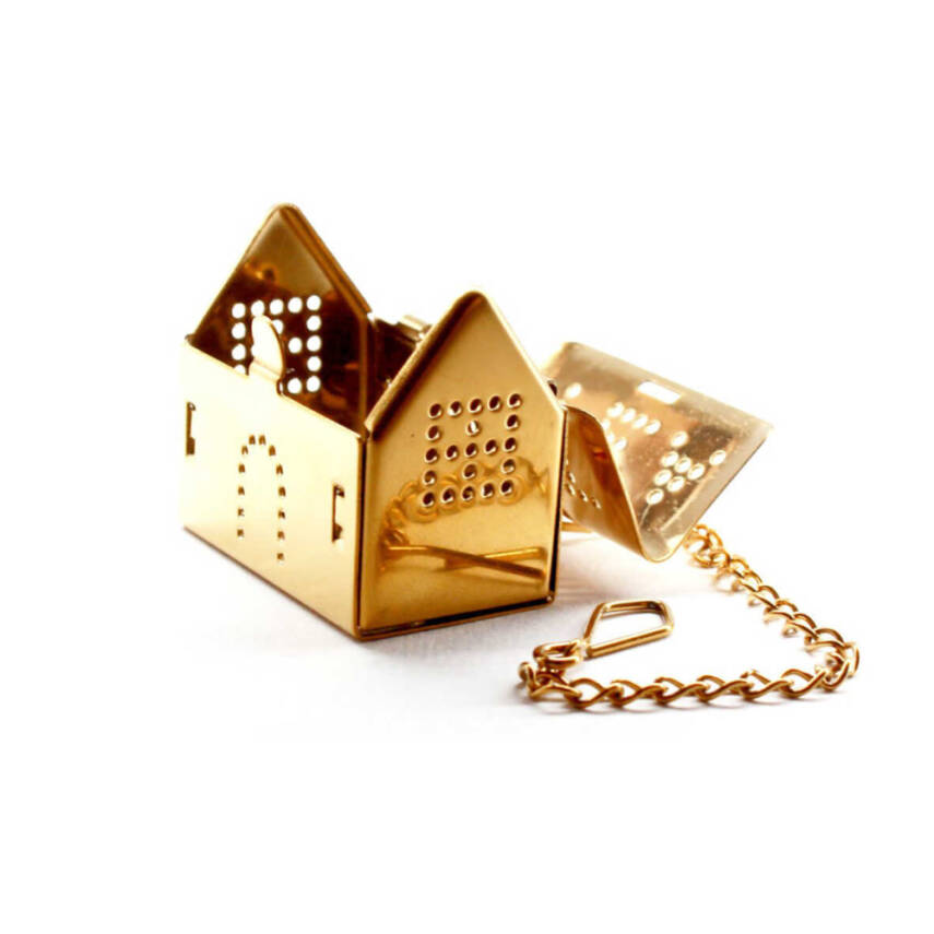 Ev Tasarımlı Gold Paslanmaz Çelik Çay Süzgeci - 4