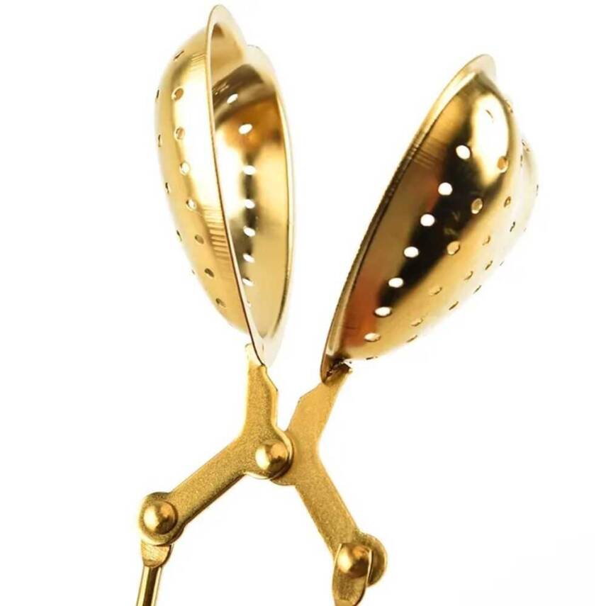 Kalp Tasarımlı Gold Paslanmaz Çelik Çay Süzgeci - 2