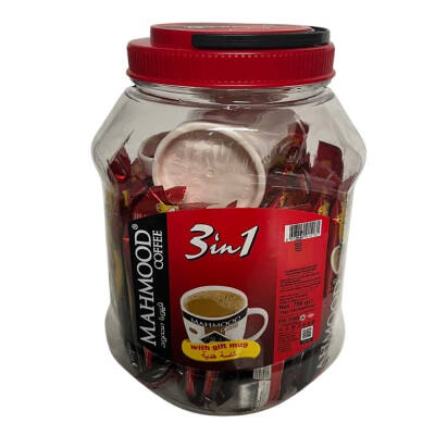 Mahmood Coffee 3'ü 1 Arada Hazır Kahve Kavanoz 42 Adet Kupa Hediyeli