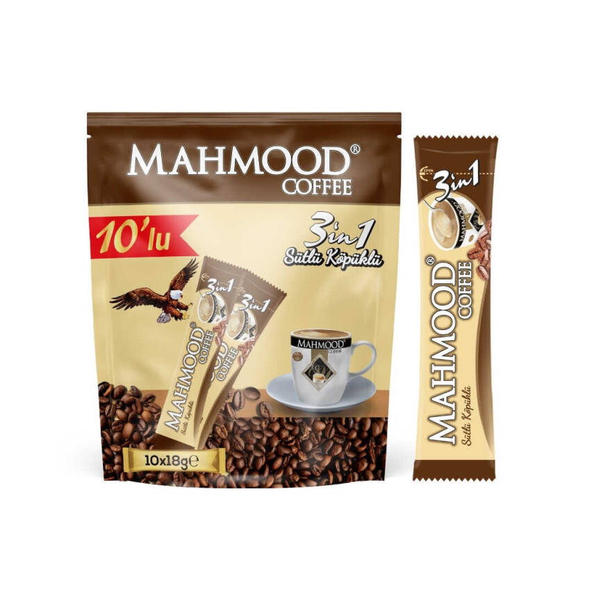 Mahmood Coffee 3'ü 1 Arada Sütlü Köpüklü Kahve 18 g x 10 Adet - 1