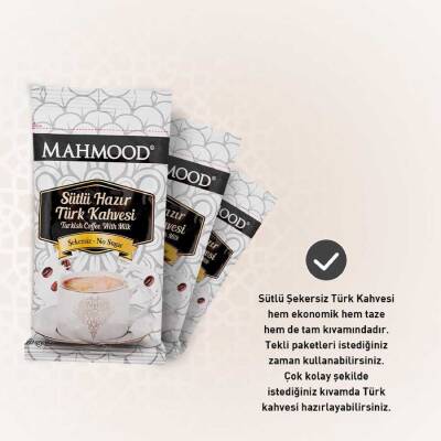 Mahmood Coffee Hazır Türk Kahvesi Sütlü Şekersiz 19 g x12 adet - 4
