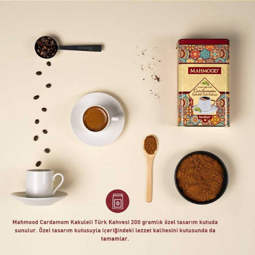 Mahmood Coffee Kakuleli Türk Kahvesi Metal Kutu 200 G - 4