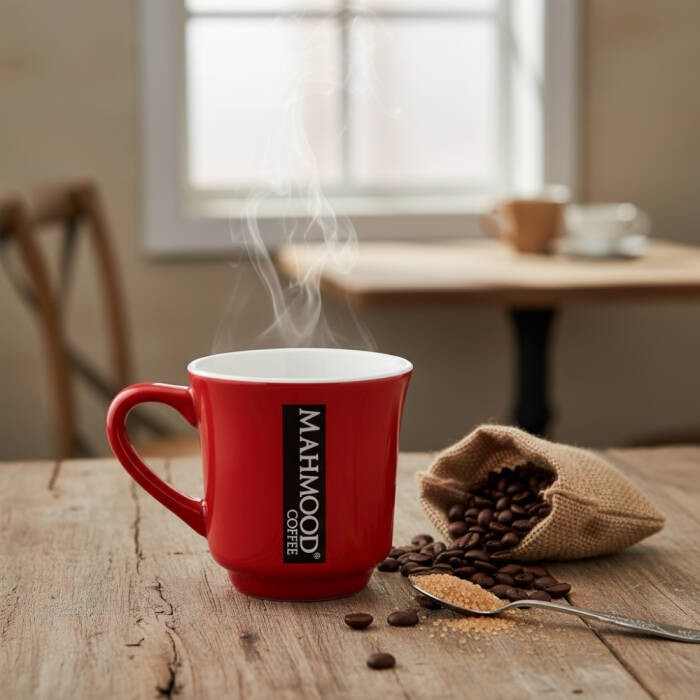 Mahmood Coffee Kırmızı Mottolu Porselen Kupa  - 1