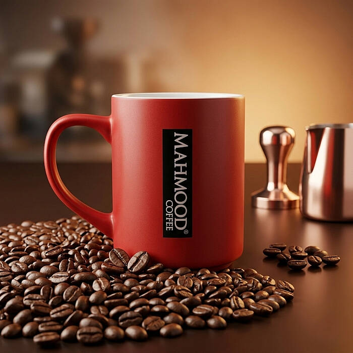 Mahmood Coffee Kırmızı Mottolu Porselen Kupa - 1