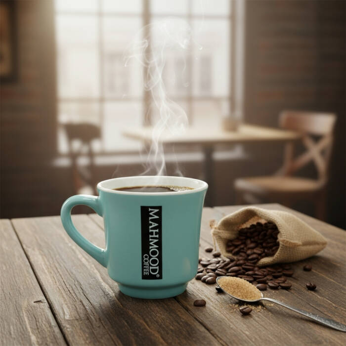 Mahmood Coffee Mavi Mottolu Porselen Kupa   - 1