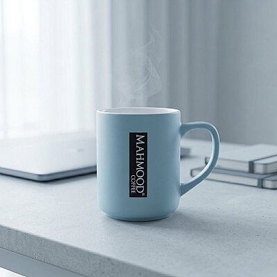 Mahmood Coffee Mavi Mottolu Porselen Kupa  