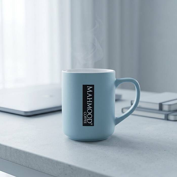 Mahmood Coffee Mavi Mottolu Porselen Kupa   - 1