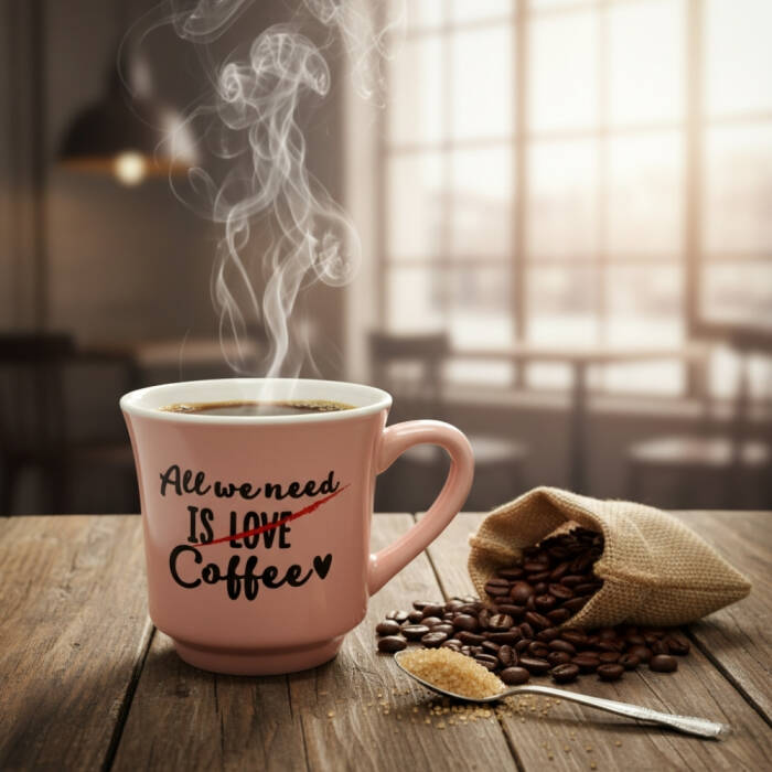 Mahmood Coffee Pembe Mottolu Porselen Kupa - 2