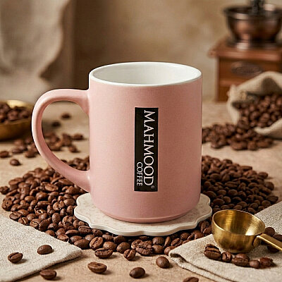 Mahmood Coffee Pembe Mottolu Porselen Kupa - 3