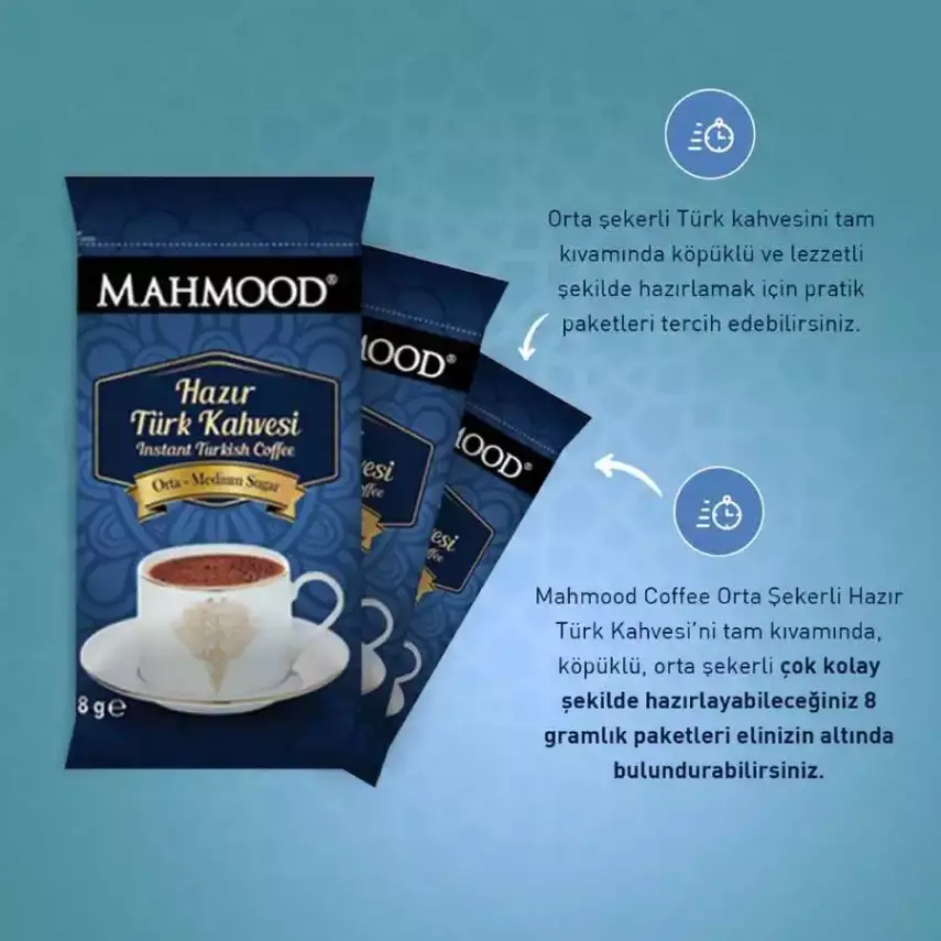 Mahmood Coffee Orta Hazır Türk Kahvesi 8 g x 12 adet - 3