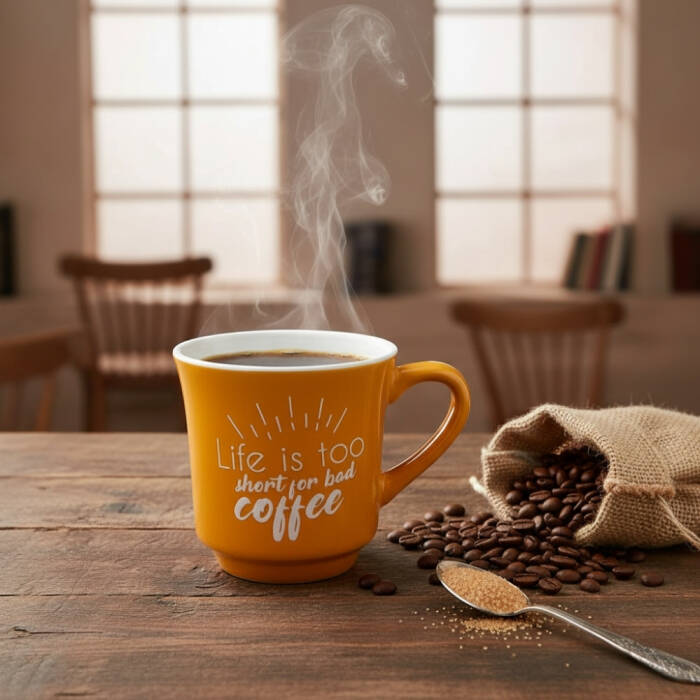 Mahmood Coffee Turuncu Mottolu Porselen Kupa  - 2