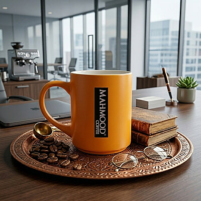 Mahmood Coffee Turuncu Mottolu Porselen Kupa 