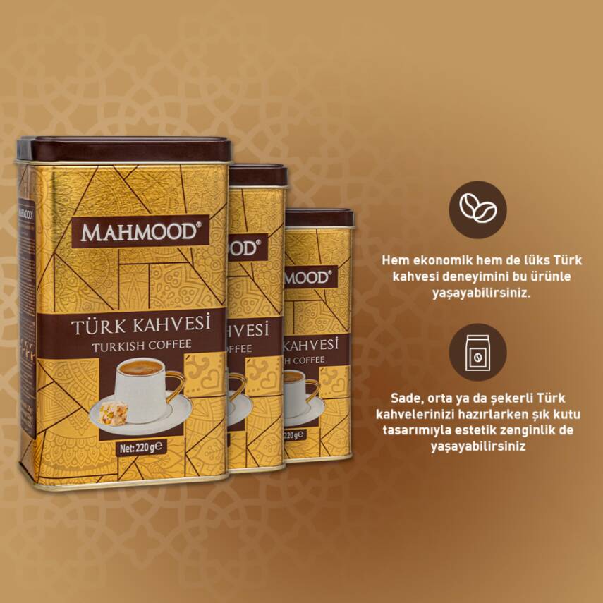 Mahmood Orta Kavrulmuş Türk Kahvesi Metal Kutu 220 G - 3