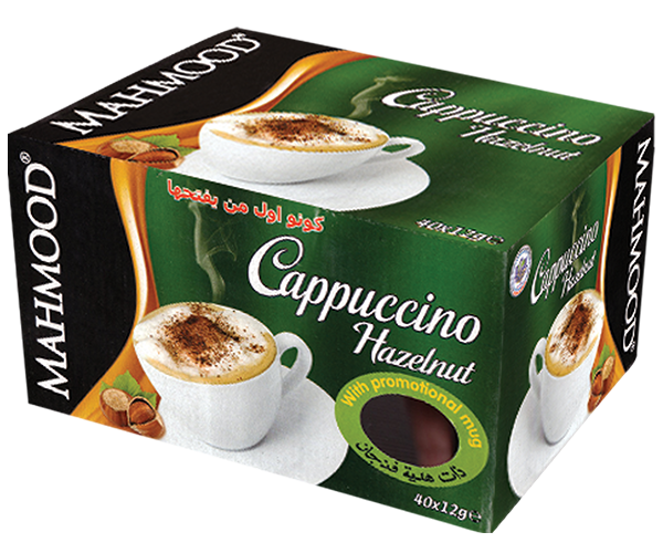 Коробка с 40 пакетиками Cappuccino с ароматом лесного ореха и чашкой в подарок 